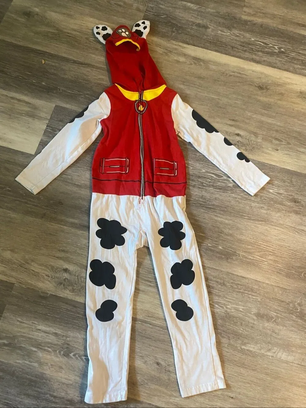 Paw Patrol Marshall Costume Boys Size 5T Dalmatian Firefighter Jumpsuit Hood